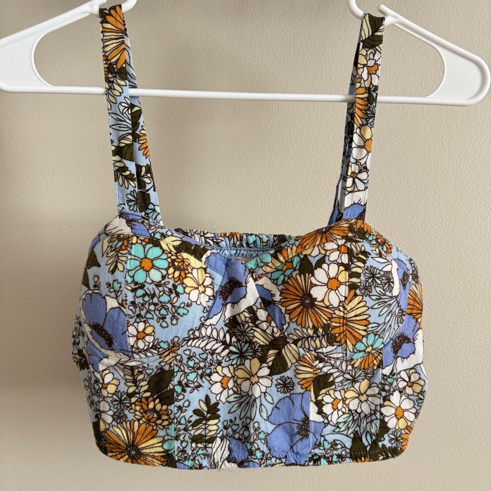 BOG Collective Floral Padded Crop Top, Size Small